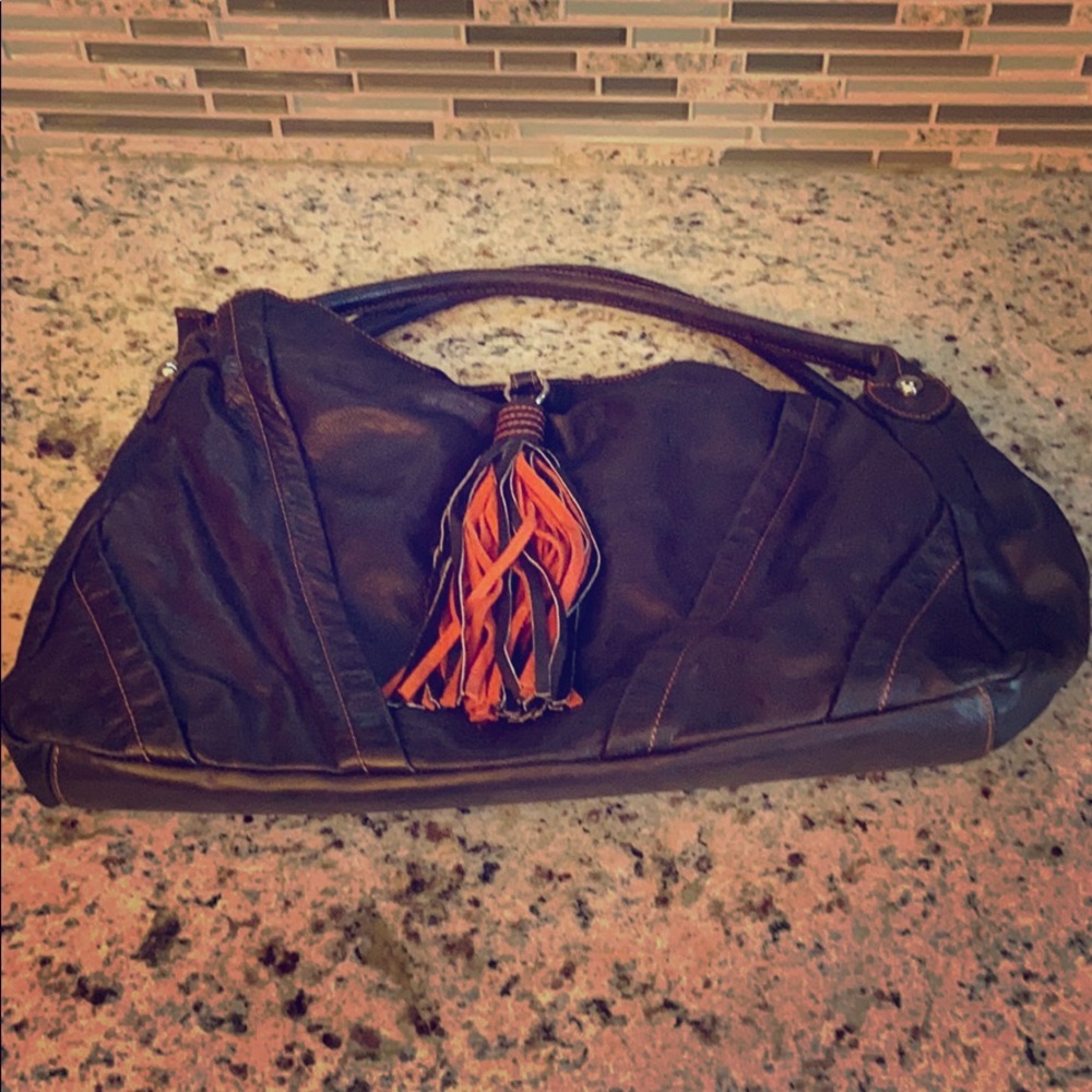 100% Leather Sofia C brown handbag purse